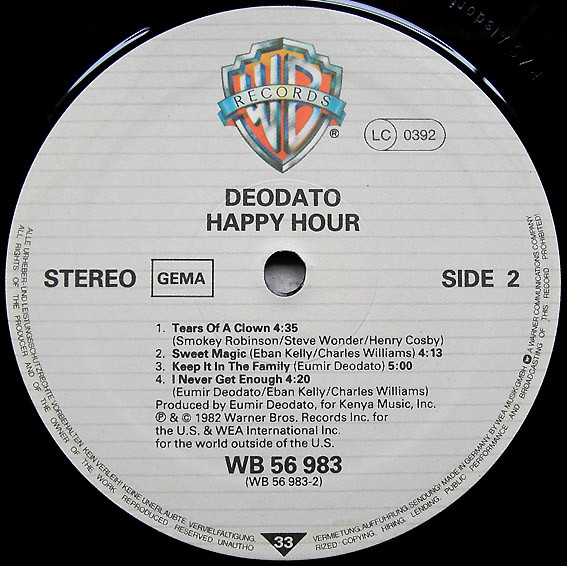 Eumir Deodato - Happy Hour | Warner Bros. Records (WB 56 983) - 4 Eumir Deodato - Happy Hour | Warner Bros. Records (WB 56 983) - 4