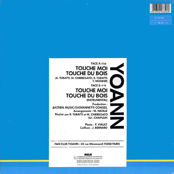 Yoann - Touche Moi (Touche Du Bois) | RCA (PT 40762) - 2