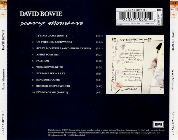 David Bowie - Scary Monsters | EMI (7243 521895 0 2) - 2