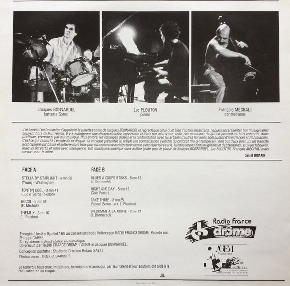 Jacques Bonnardel , Luc Plouton , François Mechali - Trio | Agem Productions (AG 006) - 2 Jacques Bonnardel , Luc Plouton , François Mechali - Trio | Agem Productions (AG 006) - 2