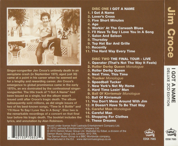 Jim Croce - I Got A Name | Edsel Records (EDSK 7085) - 2 Jim Croce - I Got A Name | Edsel Records (EDSK 7085) - 2