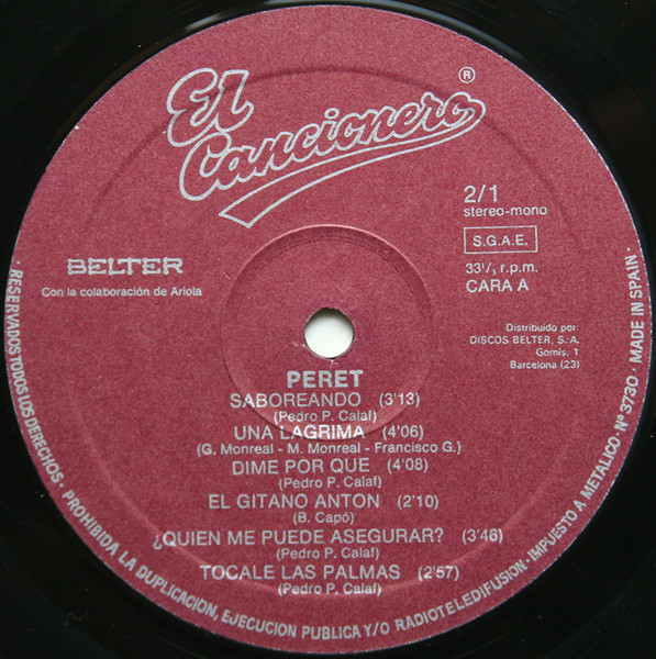 Peret - Peret - El Cancionero | Belter (2-1) - 3