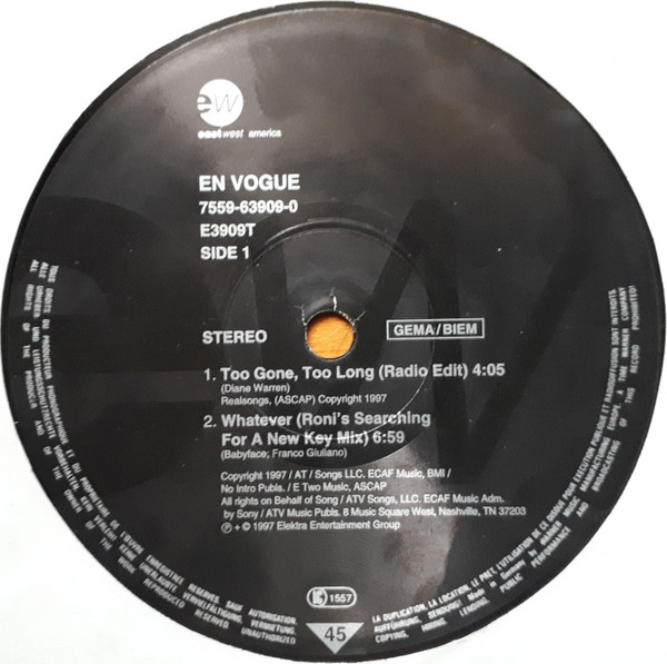En Vogue - Too Gone, Too Long | EastWest Records America (7559-63909-0) - 3