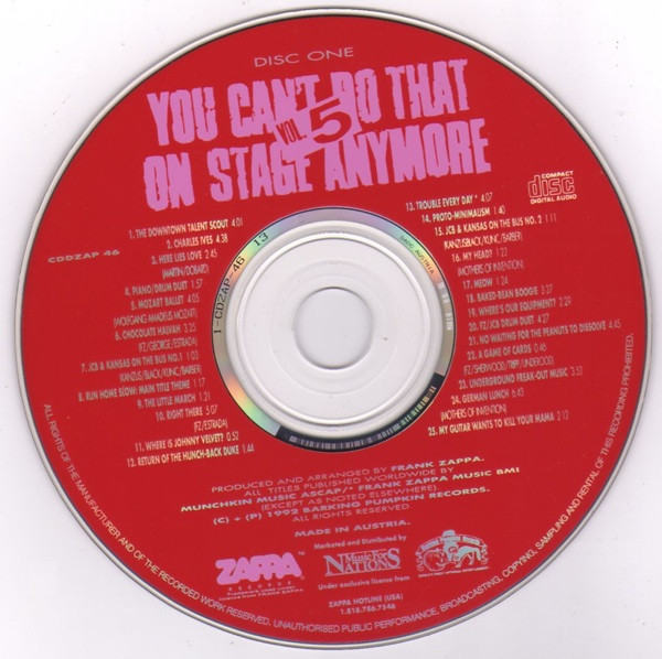 Frank Zappa - You Can't Do That On Stage Anymore Vol. 5 | Zappa Records (CDDZAP 46) - 4 Frank Zappa - You Can't Do That On Stage Anymore Vol. 5 | Zappa Records (CDDZAP 46) - 4