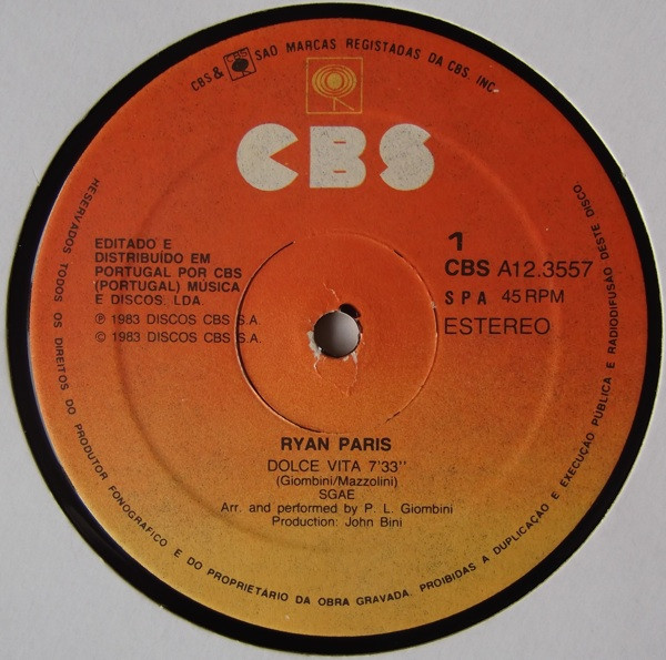 Ryan Paris - Dolce Vita | CBS (A 12-3557) - 2