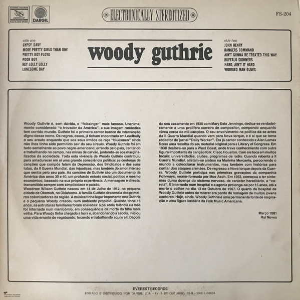 Woody Guthrie - Woody Guthrie | Everest Records Archive Of Folk & Jazz Music (FS-204) - 2