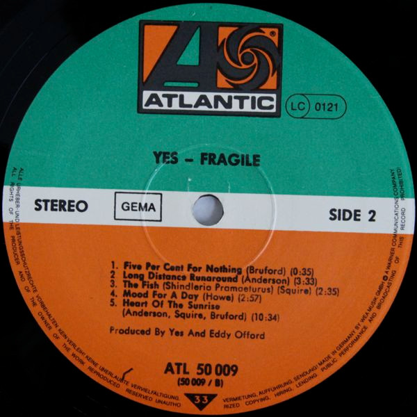 Yes - Fragile | Atlantic (ATL 50 009) - main