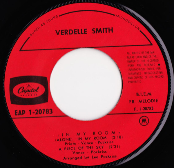 Verdelle Smith - Walk Tall / In My Room | Capitol Records (EAP 1 20783) - 4