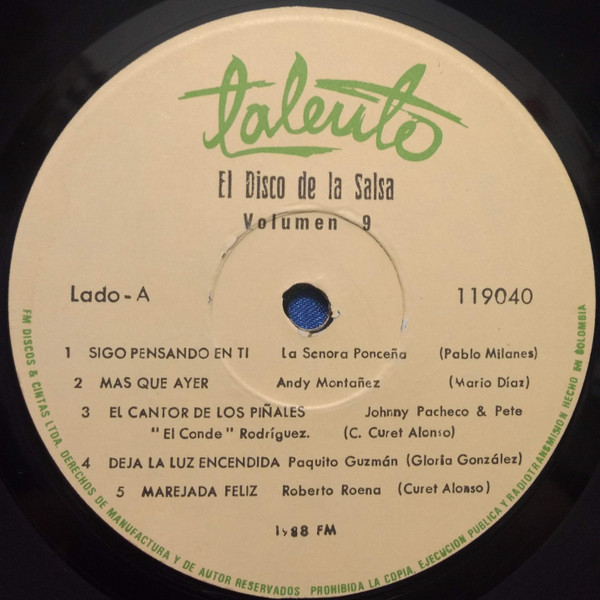 Various - El Disco De La Salsa Vol.9 | Talento (LP (11)9040) - 3 Various - El Disco De La Salsa Vol.9 | Talento (LP (11)9040) - 3