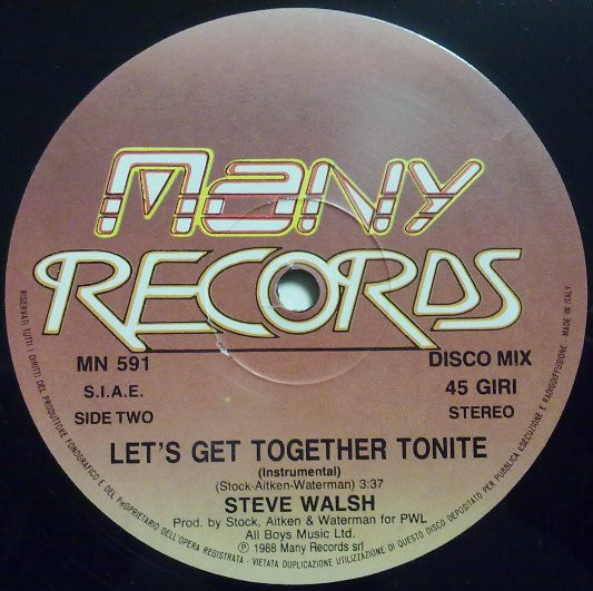Steve Walsh - Let's Get Together Tonite | Many Records (MN 591) - main
