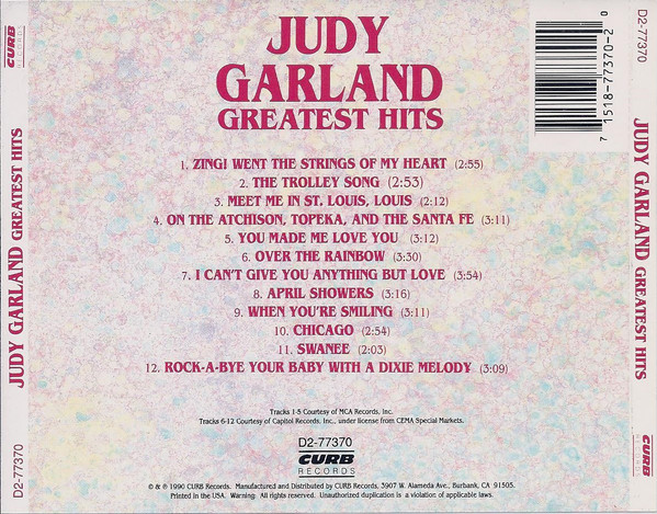 Judy Garland - Greatest Hits | Curb Records (D2-77370) - 2