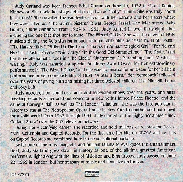 Judy Garland - Greatest Hits | Curb Records (D2-77370) - 4