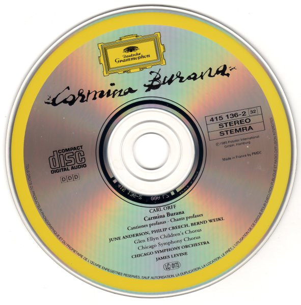 Carl Orff - June Anderson · Philip Creech · Bernd Weikl , Chicago Symphony Chorus And Chicago Symphony Orchestra , James Levine - Carmina Burana | Deutsche Grammophon (415 136-2) - 3
