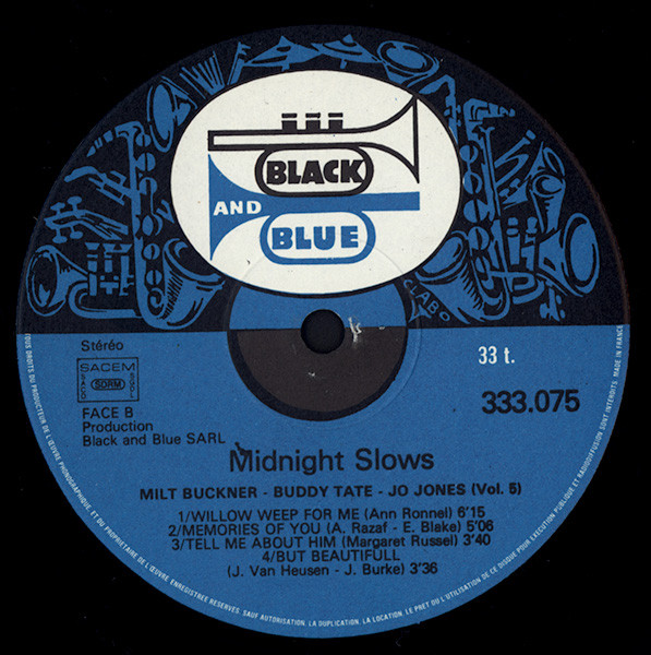 Milt Buckner , Buddy Tate , Jo Jones - Midnight Slows Vol 5 | Black And Blue (333 075) - 4