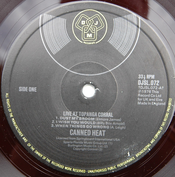 Canned Heat - Live At Topanga Corral | DJM Records (DJSL.072) - 3