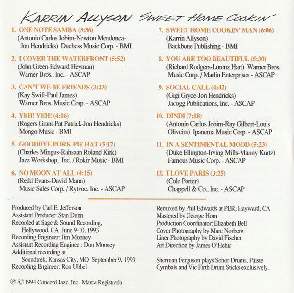 Karrin Allyson - Sweet Home Cookin' | Concord Jazz (CCD-4593) - 2