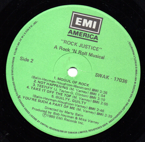 Various - Rock Justice | EMI America (SWAK-17036) - 3 Various - Rock Justice | EMI America (SWAK-17036) - 3