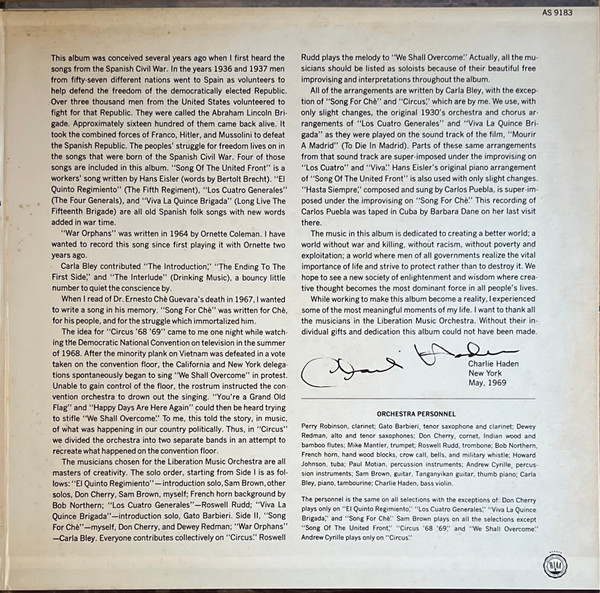 Charlie Haden - Liberation Music Orchestra | Impulse! (AS-9183) - 3 Charlie Haden - Liberation Music Orchestra | Impulse! (AS-9183) - 3