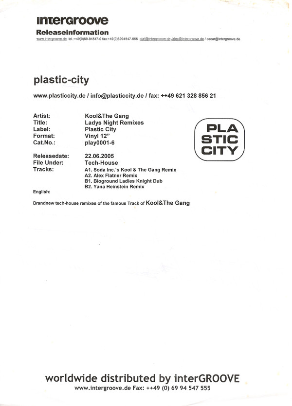 Kool & The Gang - Ladies Night (Remixes) | Plastic City. Play (PLAY001-6) - 2