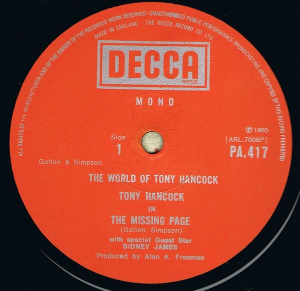 Tony Hancock With Special Guest Star Sid James - The World Of Tony Hancock | Decca (PA 417) - 3 Tony Hancock With Special Guest Star Sid James - The World Of Tony Hancock | Decca (PA 417) - 3