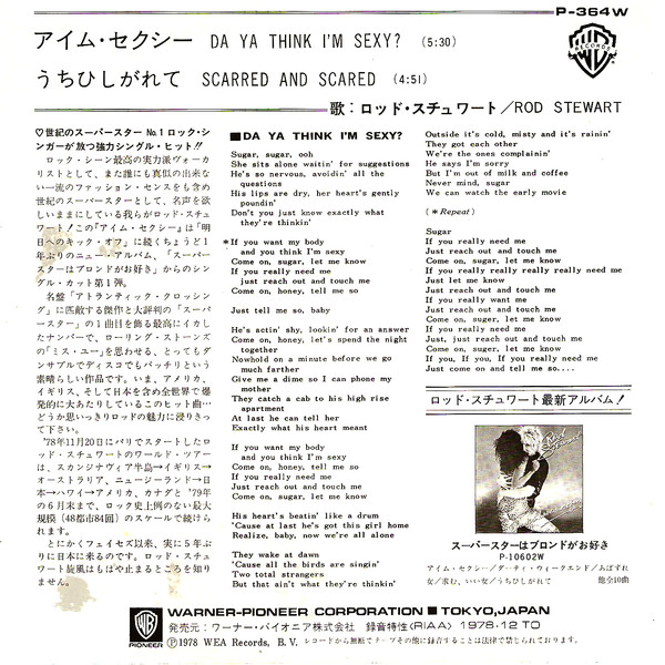 Rod Stewart - Da Ya Think I'm Sexy | Warner Bros. Records (P-364W) - 2