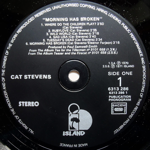 Cat Stevens - Morning Has Broken | Island Records (6313 286) - 3 Cat Stevens - Morning Has Broken | Island Records (6313 286) - 3