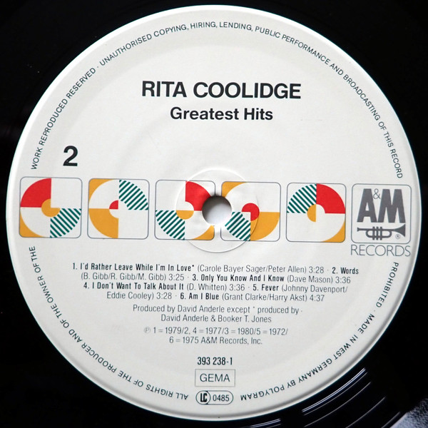 Rita Coolidge - Greatest Hits | A&M Records (393 238-1) - 4