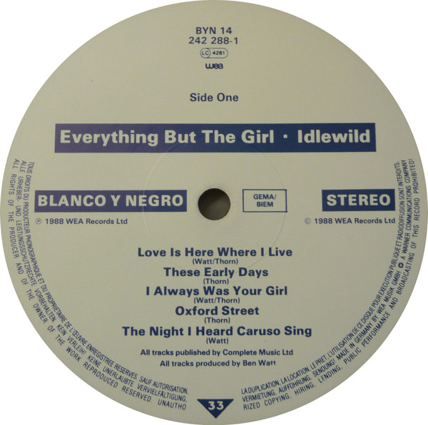 Everything But The Girl - Idlewild | Blanco Y Negro (BYN 14) - 2 Everything But The Girl - Idlewild | Blanco Y Negro (BYN 14) - 2