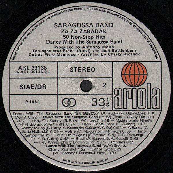 Saragossa Band - Za Za Zabadak - 50 Non Stop Hits- Dance With The Saragossa Band | Ariola (ARL 39136) - 4 Saragossa Band - Za Za Zabadak - 50 Non Stop Hits- Dance With The Saragossa Band | Ariola (ARL 39136) - 4