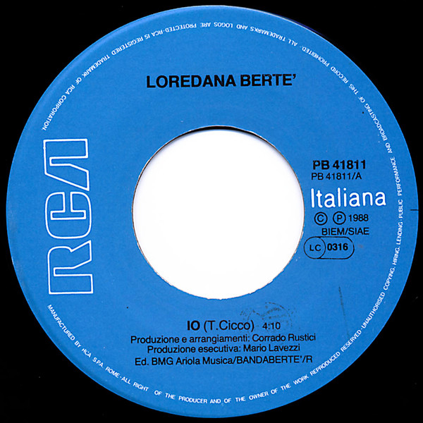Loredana Bertè - Io | RCA Italiana (PB 41811) - 3