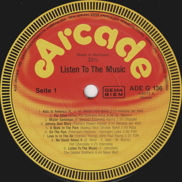 Various - Listen To The Music | Arcade (ADEG 136) - 3