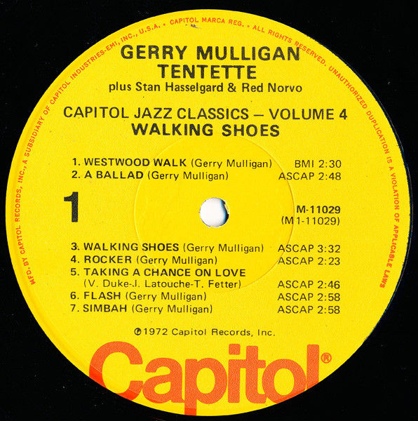 Gerry Mulligan Tentette - Walking Shoes | Capitol Records (M-11029) - 3 Gerry Mulligan Tentette - Walking Shoes | Capitol Records (M-11029) - 3