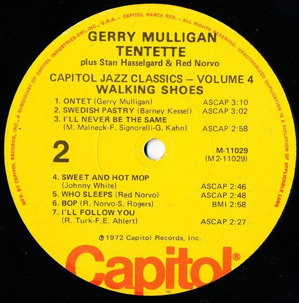 Gerry Mulligan Tentette - Walking Shoes | Capitol Records (M-11029) - 4 Gerry Mulligan Tentette - Walking Shoes | Capitol Records (M-11029) - 4
