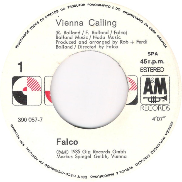 Falco - Vienna Calling (The Wait For The Extended Mix) | A&M Records (390 057-7) - 2