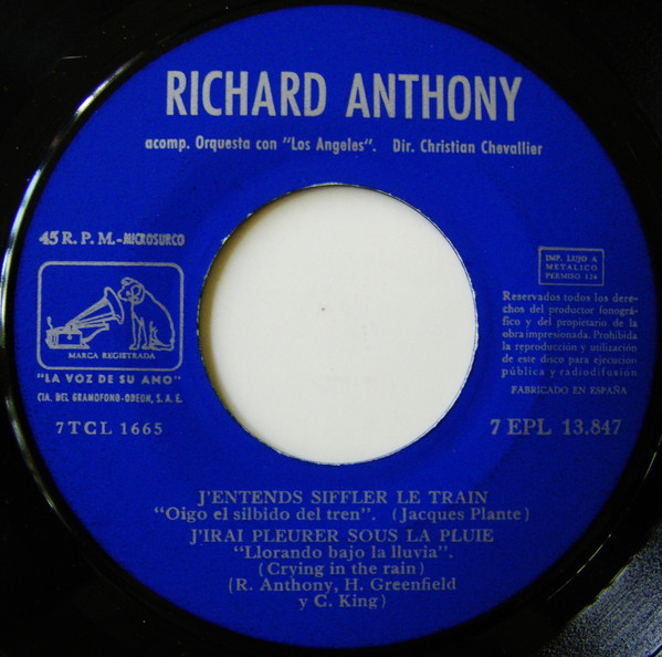 Richard Anthony - J'Entends Siffler Le Train | La Voz De Su Amo (7EPL 13.847) - 3