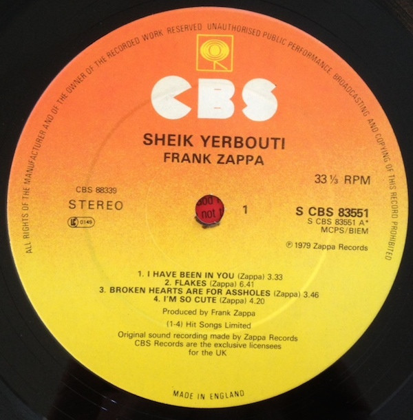 Frank Zappa - Sheik Yerbouti | CBS (88339) - 2 Frank Zappa - Sheik Yerbouti | CBS (88339) - 2
