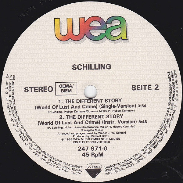 Peter Schilling - The Different Story (World Of Lust And Crime) (Long Version) | WEA (247 971-0) - 4
