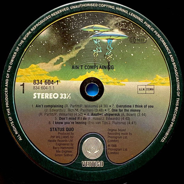 Status Quo - Ain't Complaining | Vertigo (834 604-1) - 3 Status Quo - Ain't Complaining | Vertigo (834 604-1) - 3