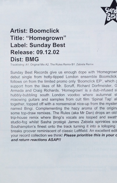 Boomclick - Homegrown | Sunday Best Recordings (sbest04) - 3