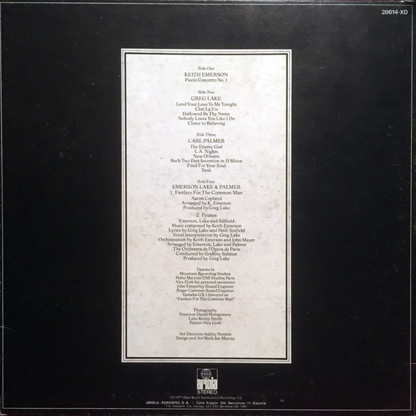 Emerson, Lake & Palmer - Works (Volume 1) | Ariola (28 614 XD) - 4 Emerson, Lake & Palmer - Works (Volume 1) | Ariola (28 614 XD) - 4