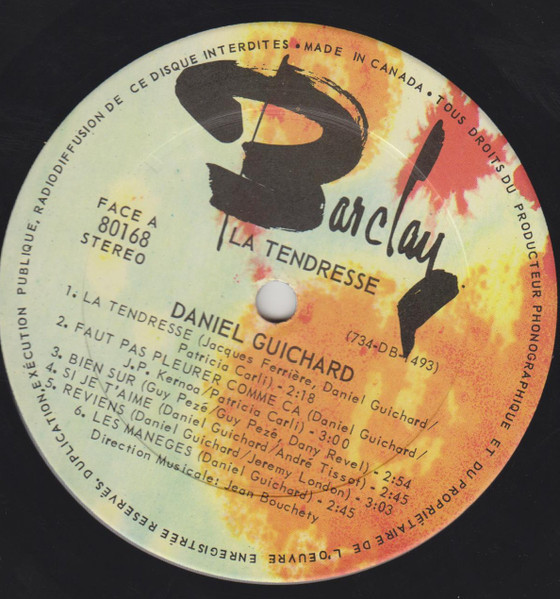 Daniel Guichard - La Tendresse | Barclay (80168) - 3