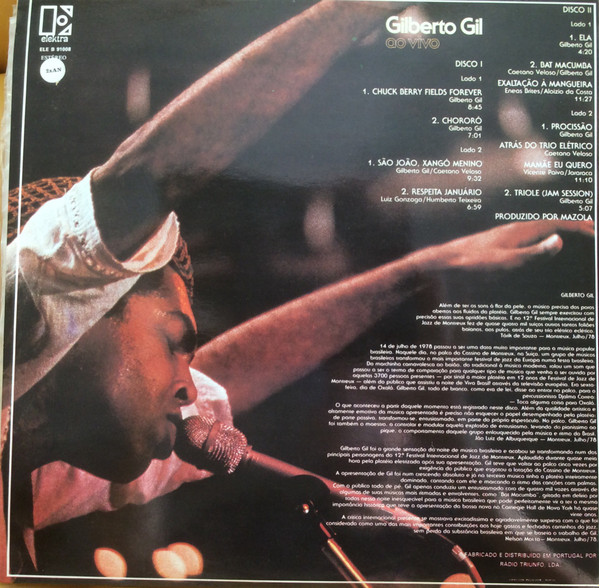 Gilberto Gil - Ao Vivo | Elektra (ELE B 91008)