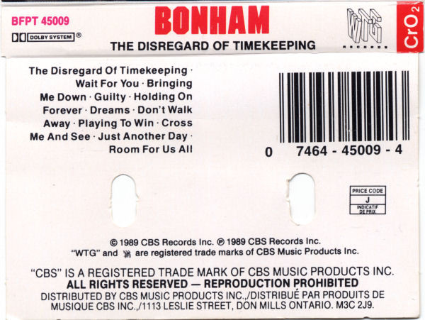 Bonham - The Disregard Of Timekeeping [Cassette] | WTG Records (BFPT 45009) - 2