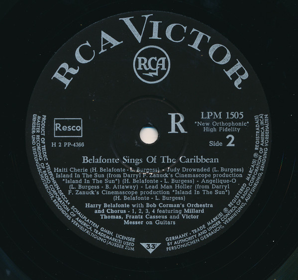 Harry Belafonte - Belafonte Sings Of The Caribbean | RCA Victor (LPM-1505) - 4 Harry Belafonte - Belafonte Sings Of The Caribbean | RCA Victor (LPM-1505) - 4