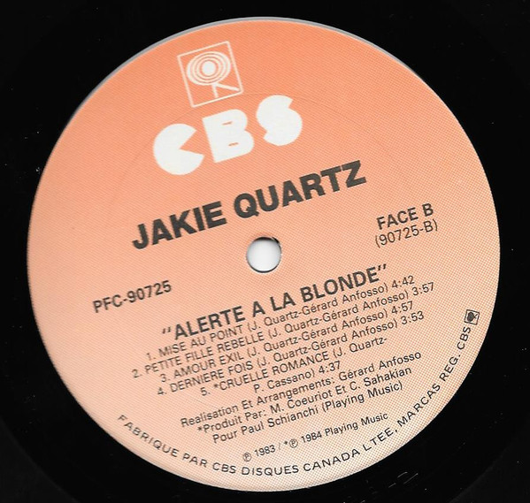 Jakie Quartz - Alerte À La Blonde | CBS (PFC-90725) - 4