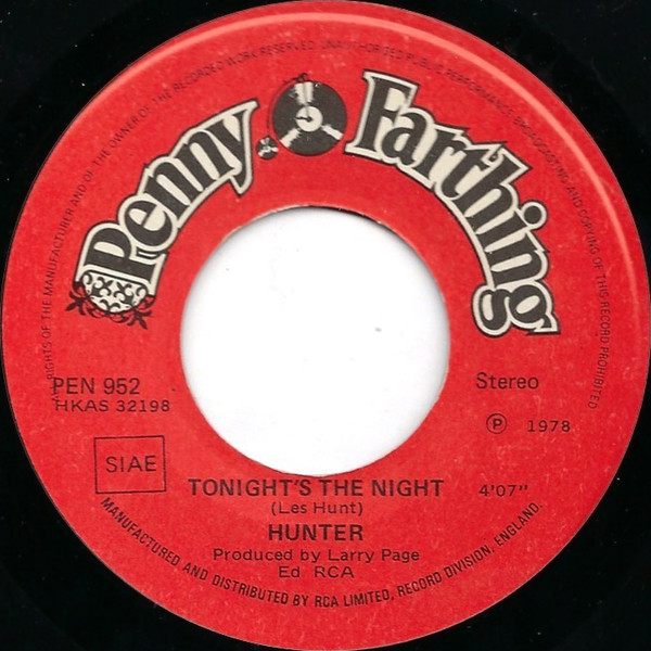 Hunter - Tonight's The Night | Penny Farthing (PEN 952) - 3