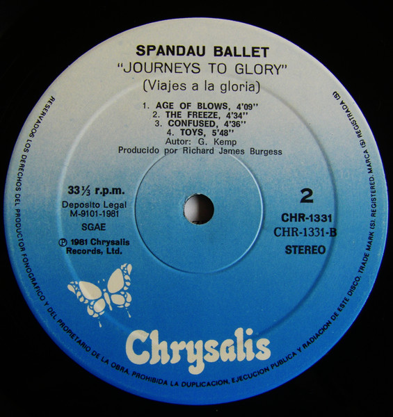 Spandau Ballet - Journeys To Glory = Viajes A La Gloria - Vinilo | Chrysalis (CHR 1331) - 4 Spandau Ballet - Journeys To Glory = Viajes A La Gloria - Vinilo | Chrysalis (CHR 1331) - 4