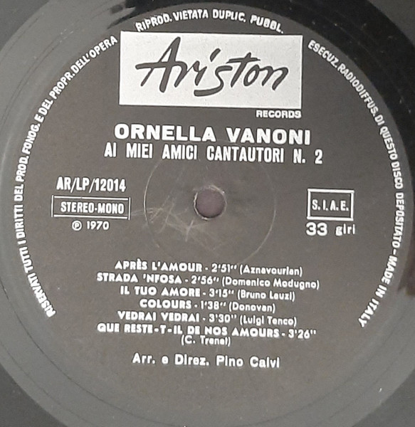 Ornella Vanoni - "Io Sì" - Ai Miei Amici Cantautori N. 2 | Ariston (ARLP 12014) - 4
