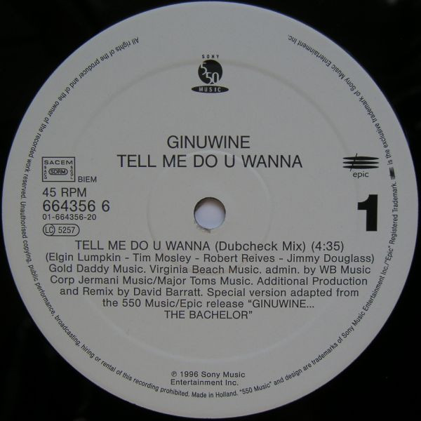 Ginuwine - Tell Me Do U Wanna | 550 Music (FFM 664356 6) - 3
