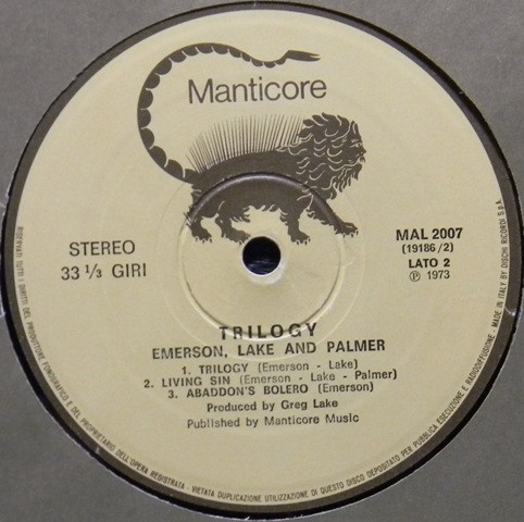 Emerson, Lake & Palmer - Trilogy | Manticore (MAL 2007) - 3
